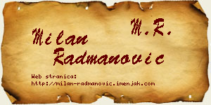 Milan Radmanović vizit kartica